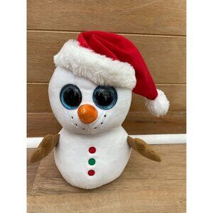 EUC Ty Beanie Boos Frosty the Snowman Plush Toy With Santa Hat 6"